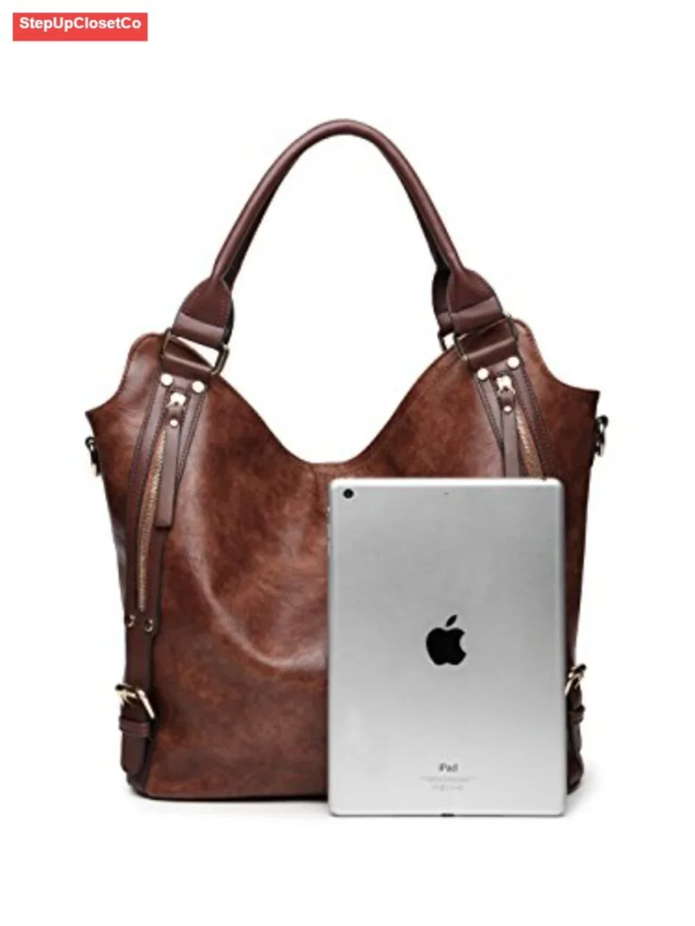 PU Leather Hobo Tote Bag with Adjustable Shoulder Strap